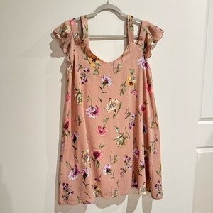 Peppermint Pink Floral Cold Shoulder Dress